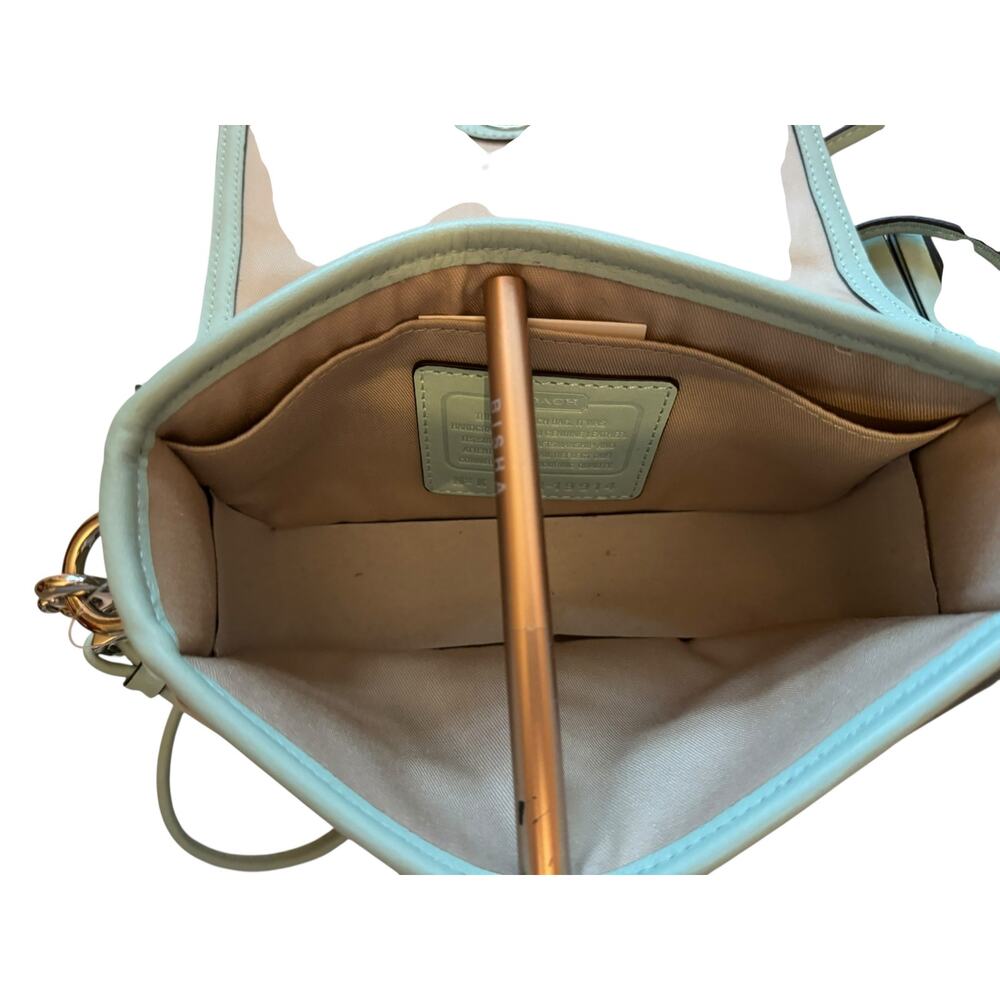 NWT Coach Leather Crossbody Bag Light Green Turnlock Flap – Style 19914 - Picture 6 of 10